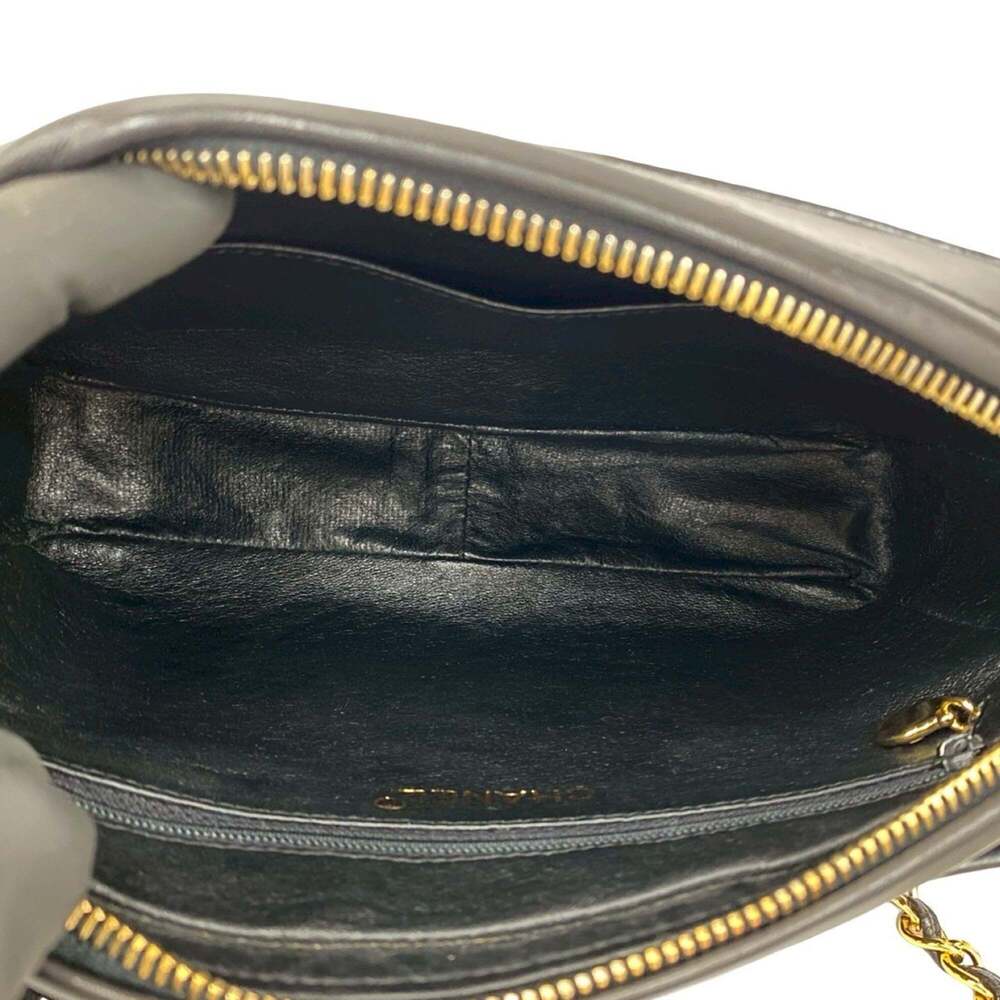 CHANEL Black Lambskin Leather Logo Shoulder Bag - Picture 9 of 10